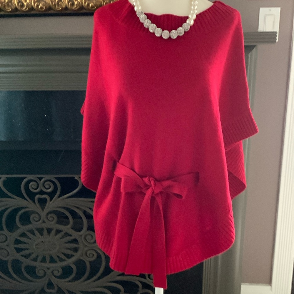 NWT Antonio Melani Red Poncho (10% cashmere)